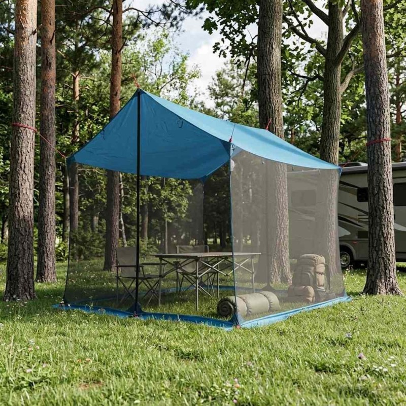 Tarp de camping avec murs en maille Bleu 270 x 210 x 210 cm 637942637942