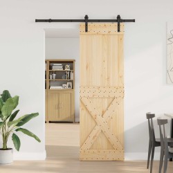 Porte coulissante NARVIK Naturel et noir 70 x 210 cm (152,5 cm) 637946637946