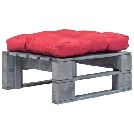 Repose-pied palette de jardin avec coussin en rouge gris bois 637954637954