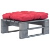 Repose-pied palette de jardin avec coussin en rouge gris bois 637954637954