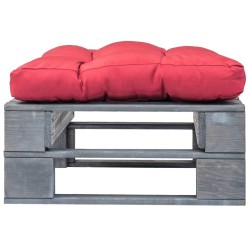 Repose-pied palette de jardin avec coussin en rouge gris bois 637954637954