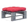 Repose-pied palette de jardin avec coussin en rouge gris bois 637954637954