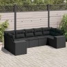 Salon de jardin 7 pcs avec coussins noir résine tressée 637970637970