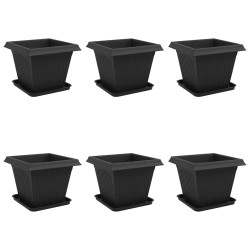 Pots de plantes 6 pcs Noir 38 x 38 x 30 cm Plastique 637980637980