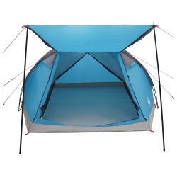 Tente Cabane avec toit Bleu 6 personnes Polyester et Acier 638007638007