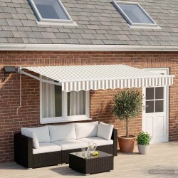 Store rétractable manuel avec LEDs Gris clair et blanc 638012638012