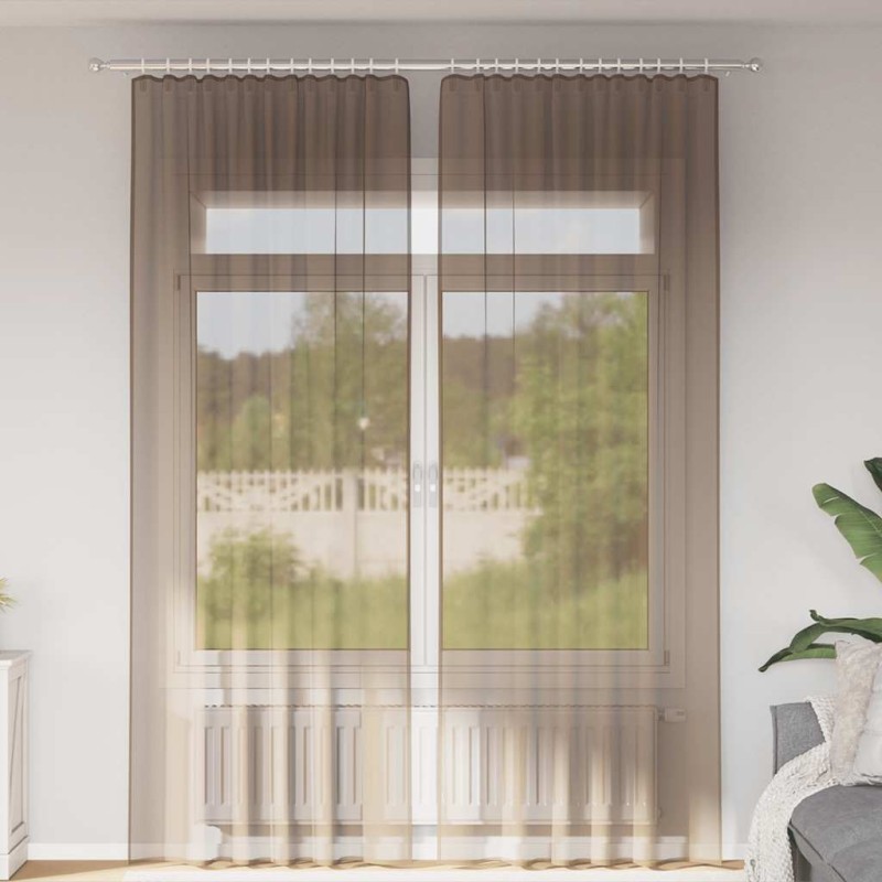 Rideaux en voile à œillets 2 pcs marron clair 638014638014