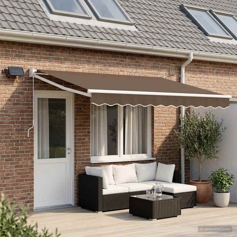 Store rétractable manuel avec LEDs Taupe 638016638016