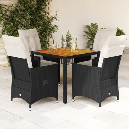 Ensemble à manger de jardin coussins 5pcs Noir Résine tressée 638019638019