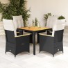 Ensemble à manger de jardin coussins 5pcs Noir Résine tressée 638020638020