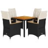Ensemble à manger de jardin coussins 5pcs Noir Résine tressée 638020638020
