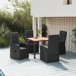Ensemble à manger de jardin coussins 5pcs Noir Résine tressée 638023638023