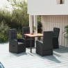 Ensemble à manger de jardin coussins 5pcs Noir Résine tressée 638023638023