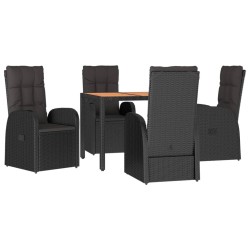 Ensemble à manger de jardin coussins 5pcs Noir Résine tressée 638023638023