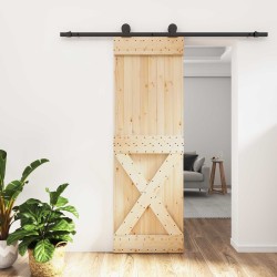 Porte coulissante Naturel et noir 70 x 210 cm 638025638025