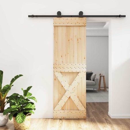 Porte coulissante Naturel et noir 70 x 210 cm 638025638025
