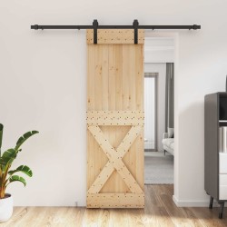 Porte coulissante Naturel et noir 70 x 210 cm 638027638027