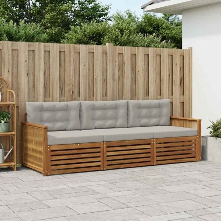 Ensemble de canapés d'extérieur 3 pcs Naturel et gris clair 638028638028