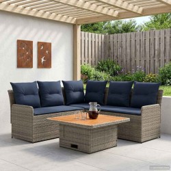 Ensembles de meubles 4 pcs Gris et bleu marine Rotin PE 638032638032