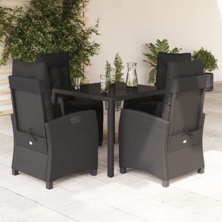 Ensemble à manger de jardin coussins 5pcs Noir Résine tressée 638035638035