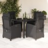 Ensemble à manger de jardin coussins 5pcs Noir Résine tressée 638035638035