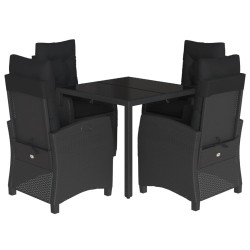 Ensemble à manger de jardin coussins 5pcs Noir Résine tressée 638035638035