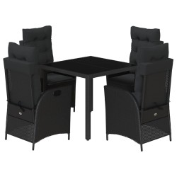 Ensemble à manger de jardin coussins 5pcs Noir Résine tressée 638036638036