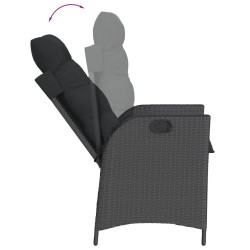 Ensemble à manger de jardin coussins 5pcs Noir Résine tressée 638036638036