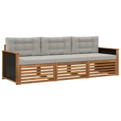 Ensemble de canapés d'extérieur 3 pcs Naturel et gris clair 638037638037