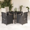 Ensemble à manger de jardin coussins 5pcs Noir Résine tressée 638038638038