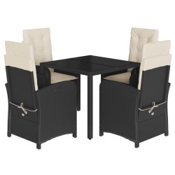 Ensemble à manger de jardin coussins 5pcs Noir Résine tressée 638038638038