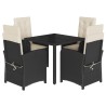 Ensemble à manger de jardin coussins 5pcs Noir Résine tressée 638038638038