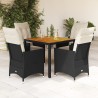 Ensemble à manger de jardin coussins 5pcs noir résine tressée 638039638039