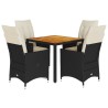 Ensemble à manger de jardin coussins 5pcs noir résine tressée 638039638039