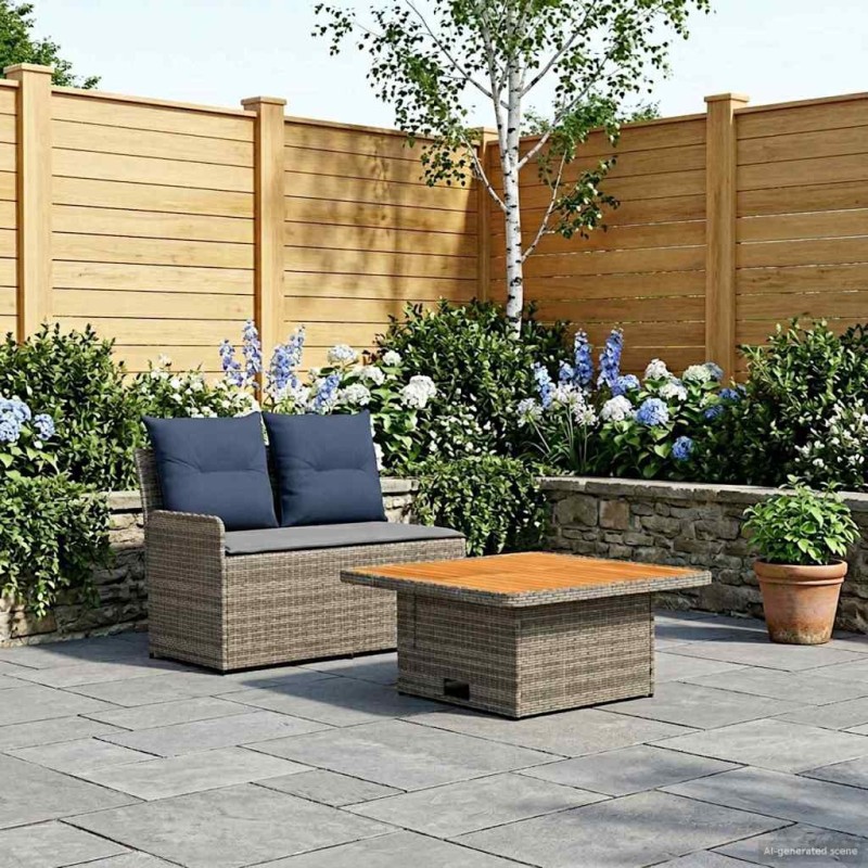 Canapé de jardin avec accoudoirs et table relevable 2 Pièce 638040638040