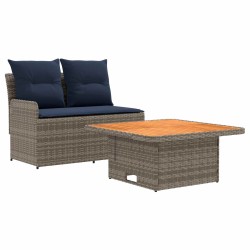 Canapé de jardin avec accoudoirs et table relevable 2 Pièce 638040638040