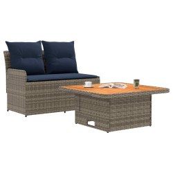 Canapé de jardin avec accoudoirs et table relevable 2 Pièce 638040638040