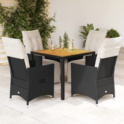 Ensemble à manger de jardin coussins 5pcs Noir Résine tressée 638042638042