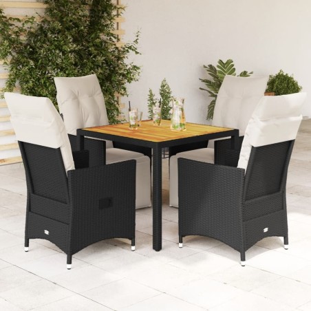 Ensemble à manger de jardin coussins 5pcs Noir Résine tressée 638042638042