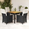 Ensemble à manger de jardin coussins 5pcs Noir Résine tressée 638042638042