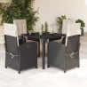 Ensemble à manger de jardin coussins 5pcs Noir Résine tressée 638043638043