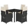 Ensemble à manger de jardin coussins 5pcs Noir Résine tressée 638043638043
