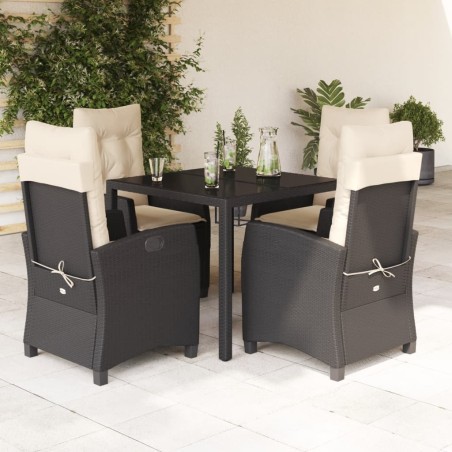 Ensemble à manger de jardin coussins 5pcs Noir Résine tressée 638045638045