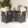 Ensemble à manger de jardin coussins 5pcs Noir Résine tressée 638045638045