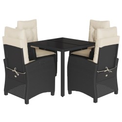Ensemble à manger de jardin coussins 5pcs Noir Résine tressée 638045638045