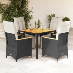 Ensemble de bistro de jardin 5 pcs coussins noir poly rotin 638048638048