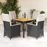Ensemble de bistro de jardin 5 pcs coussins noir poly rotin 638048638048