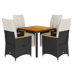 Ensemble de bistro de jardin 5 pcs coussins noir poly rotin 638048638048