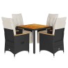 Ensemble de bistro de jardin 5 pcs coussins noir poly rotin 638048638048