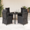 Ensemble à manger de jardin coussins 5pcs Noir Résine tressée 638049638049
